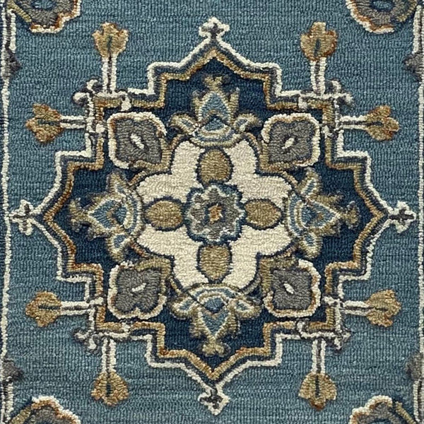 3’ Round Blue Traditional Medallion Area Rug