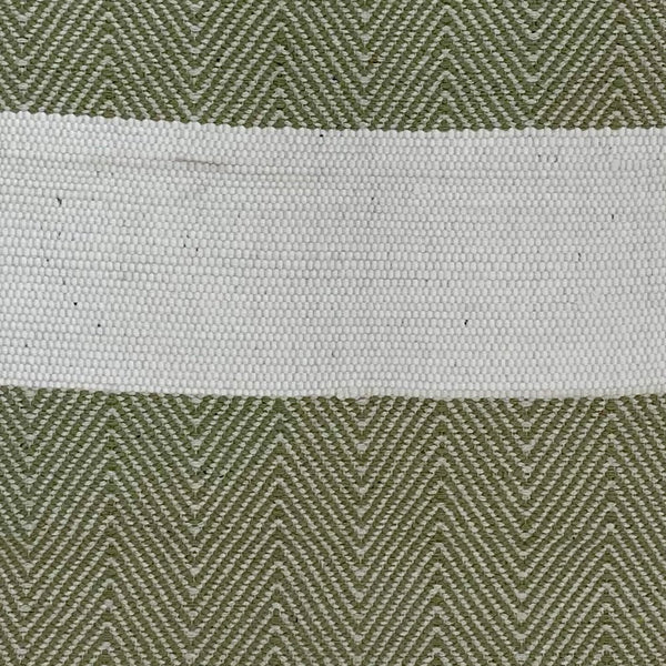 2’ x 4’ Green and White Chevron Striped Area Rug