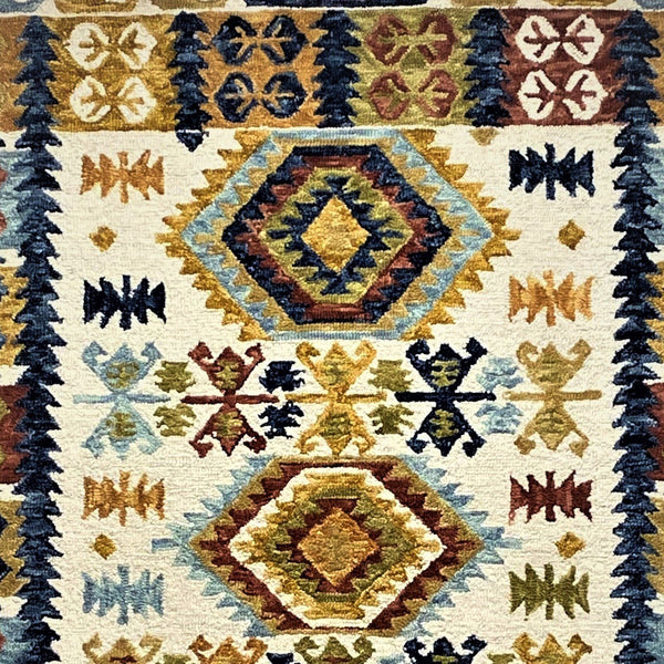 5’ x 7’ Brown and Blue Southwestern Area Rug