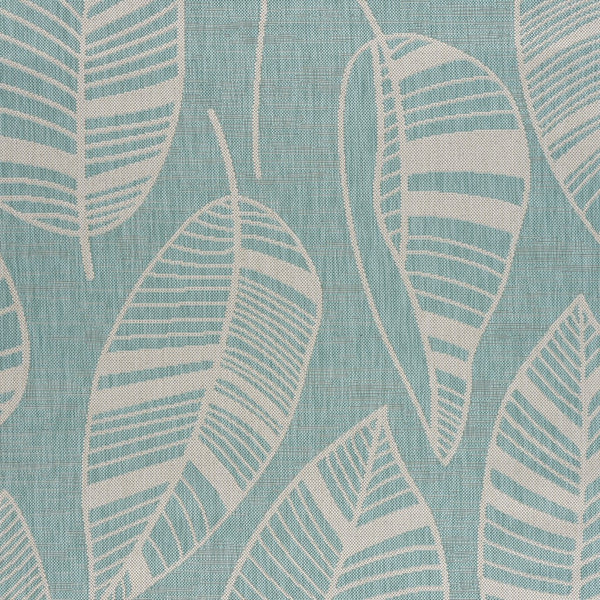 5’ x 7’ Teal Leaves Indoor Outdoor Area Rug