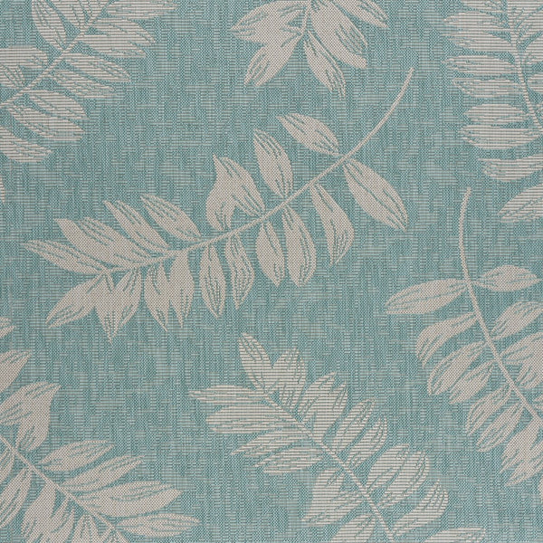 5’ x 7’ Teal and Ash Sprigs Indoor Outdoor Area Rug