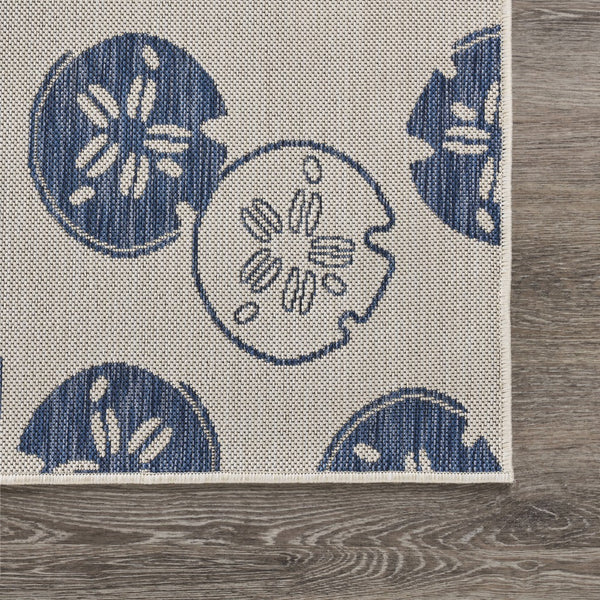 5’ x 7’ Navy Sand Dollars Indoor Outdoor Area Rug