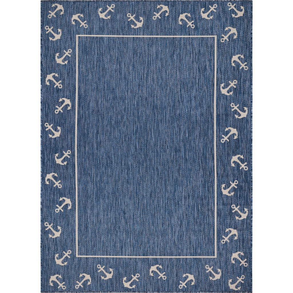 2’ x 3’ Navy Anchor Indoor Outdoor Scatter Rug