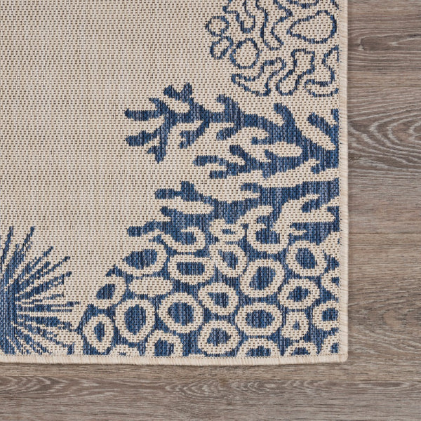 2’ x 3’ Navy Reef Border Indoor Outdoor Scatter Rug