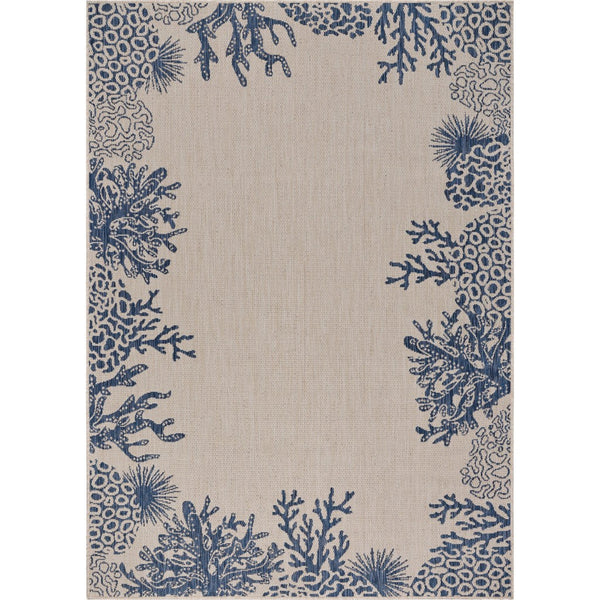 2’ x 3’ Navy Reef Border Indoor Outdoor Scatter Rug