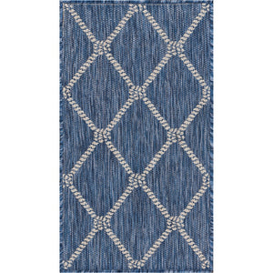 2’ x 3’ Navy Knot Indoor Outdoor Scatter Rug