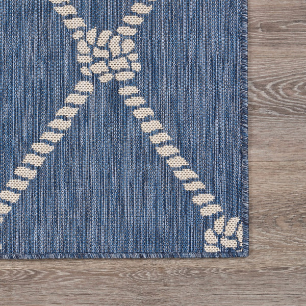 3’ x 5’ Navy Knot Indoor Outdoor Area Rug