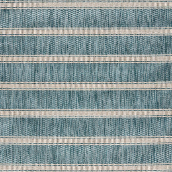 2’ x 3’ Teal Striped Indoor Outdoor Scatter Rug