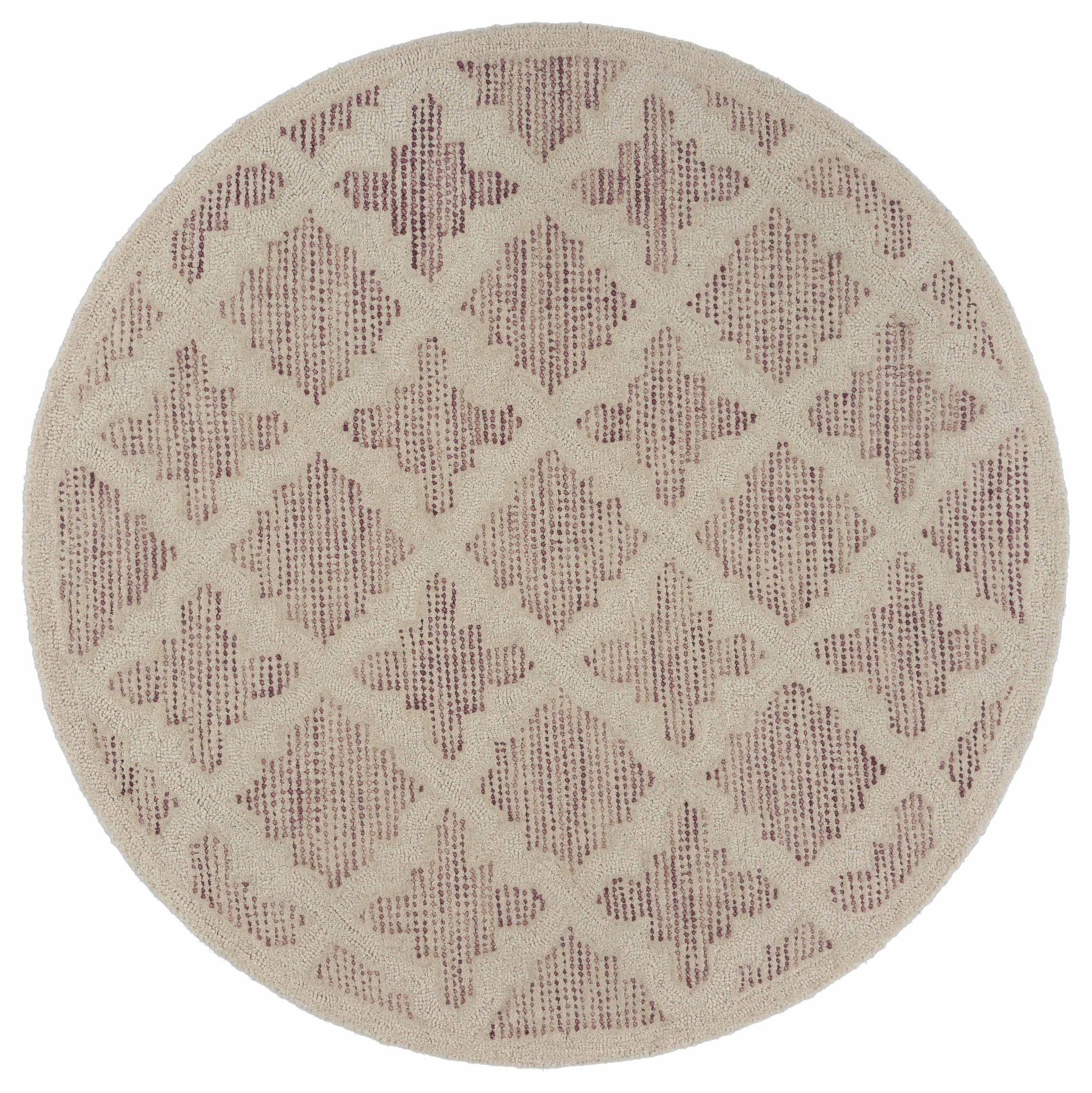 4’ Round Blush Pink Floral Lattice Area Rug