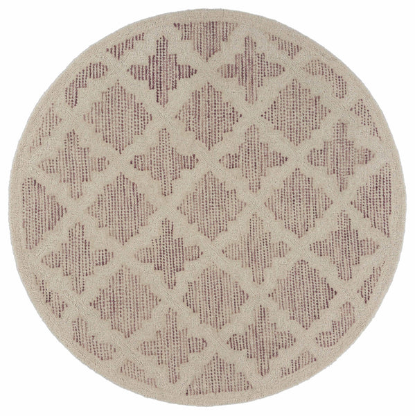 4’ Round Blush Pink Floral Lattice Area Rug