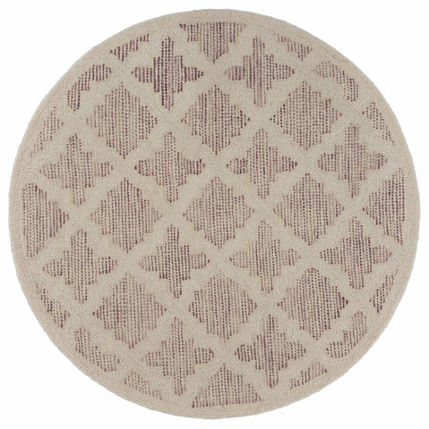 4’ Round Blush Pink Floral Lattice Area Rug