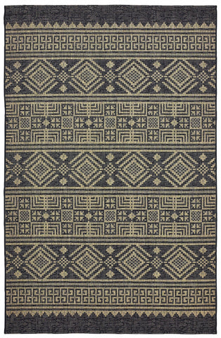 5’ x 8’ Black Geometric Indoor Outdoor Area Rug