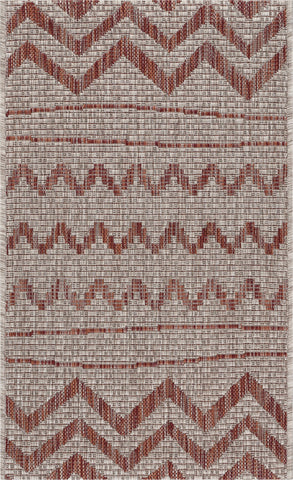 2’ x 3’ Red Zigzag Indoor Outdoor Scatter Rug