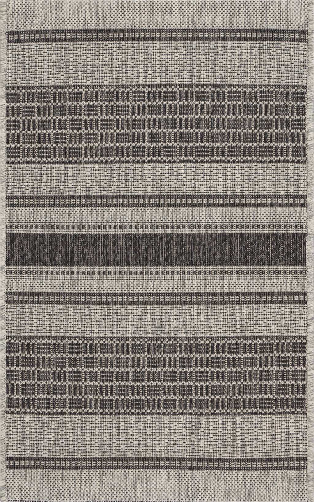 2’ x 3’ Monochrome Striped Indoor Outdoor Scatter Rug