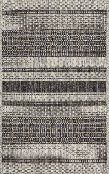 2’ x 3’ Monochrome Striped Indoor Outdoor Scatter Rug