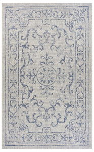 2’ x 3’ Blue Ornate Indoor Outdoor Scatter Rug