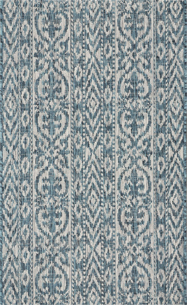 3’ x 5’ Blue Geometric Indoor Outdoor Area Rug