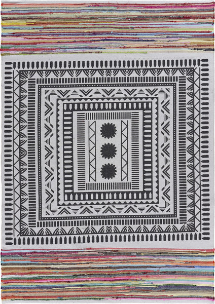 3’ x 5’ Grayscale Geometric Center Area Rug