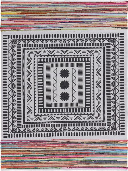 5’ x 7’ Grayscale Geometric Center Area Rug