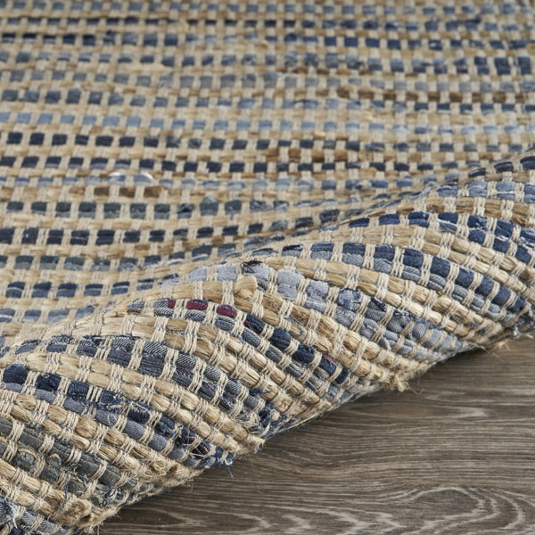 3’ x 5’ Blue and Beige Striped Area Rug