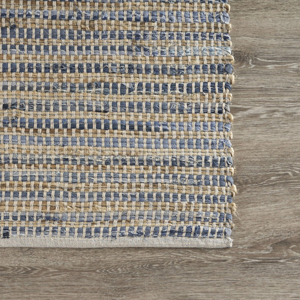 3’ x 5’ Blue and Beige Striped Area Rug