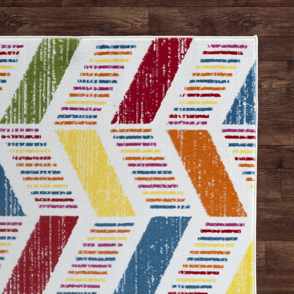 5’ x 7’ Colorful Herringbone Pattern Area Rug