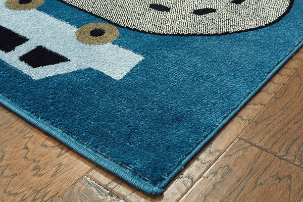 4’ x 6’ Navy Imaginative Racetrack Area Rug