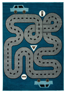 4’ x 6’ Navy Imaginative Racetrack Area Rug