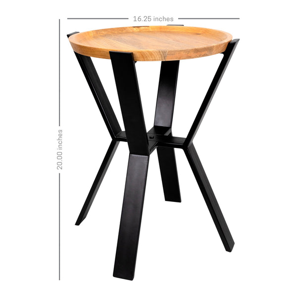 Black Metal and Wood Geometric End Table