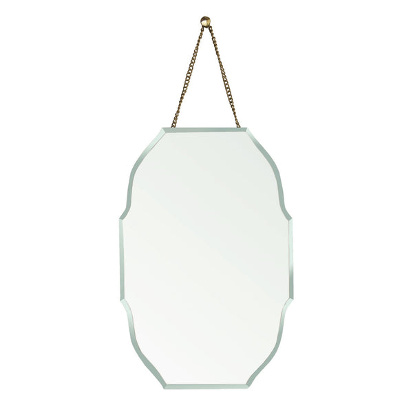 Rounded Octagon Beveled Hanging Mirror