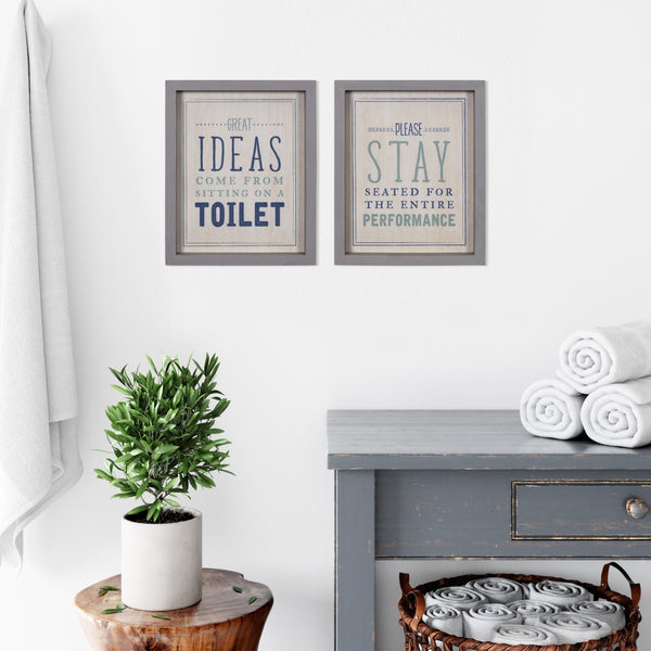 Set of Two Bathroom Themed Wall Art