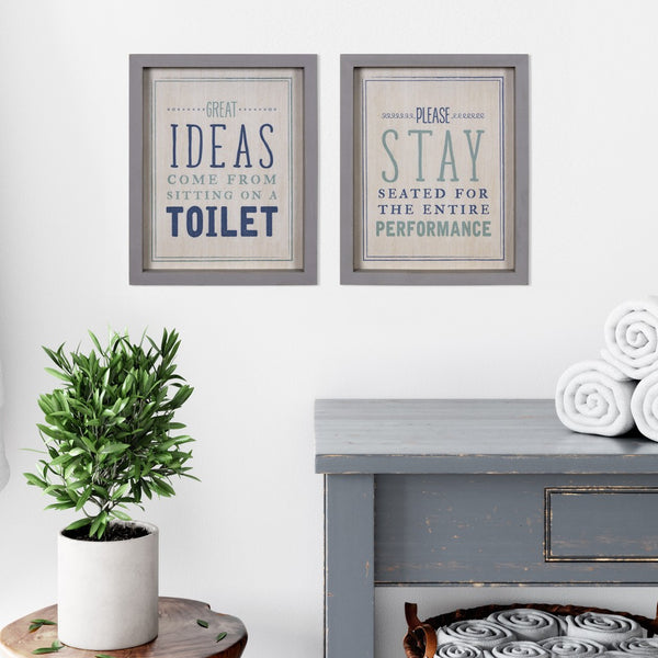 Set of Two Bathroom Themed Wall Art