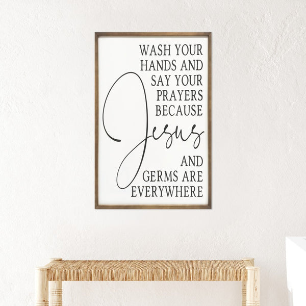 Stratton Home Decor Farmhouse Jesus and Germs Are Everywhere High Gloss Wall Art