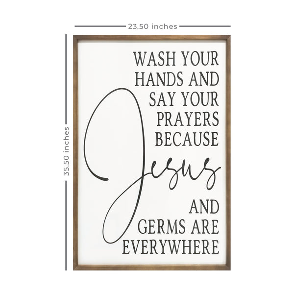 Stratton Home Decor Farmhouse Jesus and Germs Are Everywhere High Gloss Wall Art