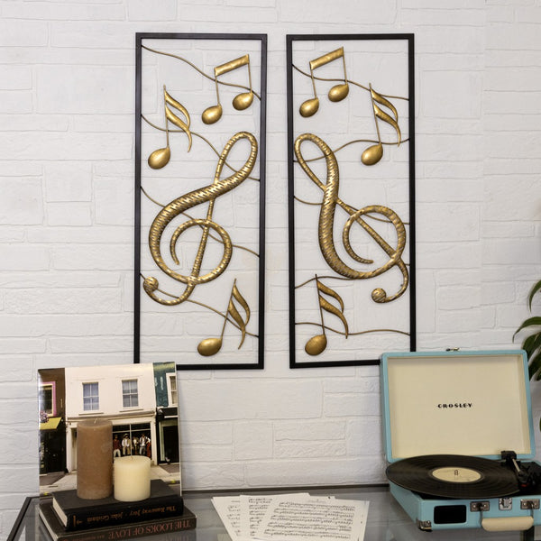 Set of Two Gold and Black Musical Frames