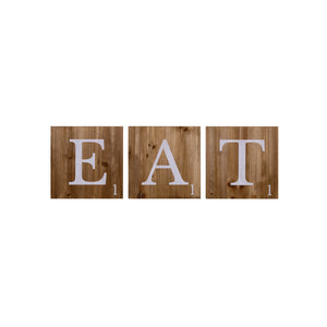 Three Wooden Tile Eat Wall Art