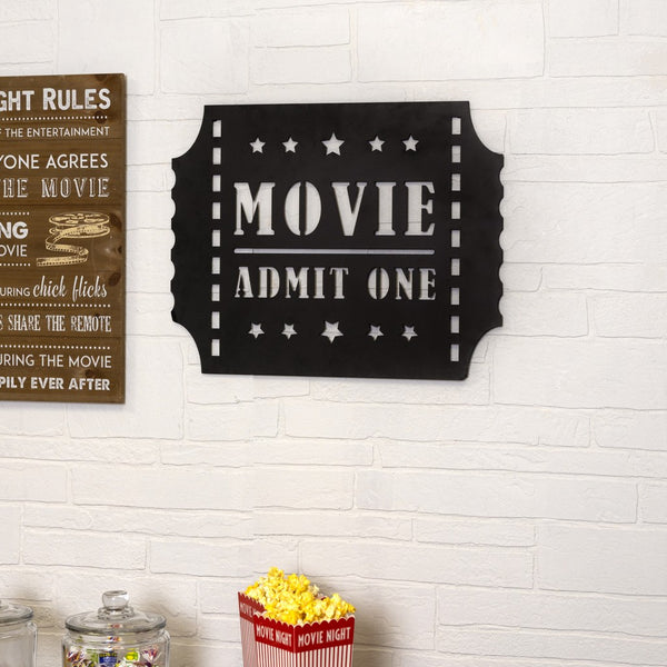 Black Metal Movie Ticket Admit One Wall Art