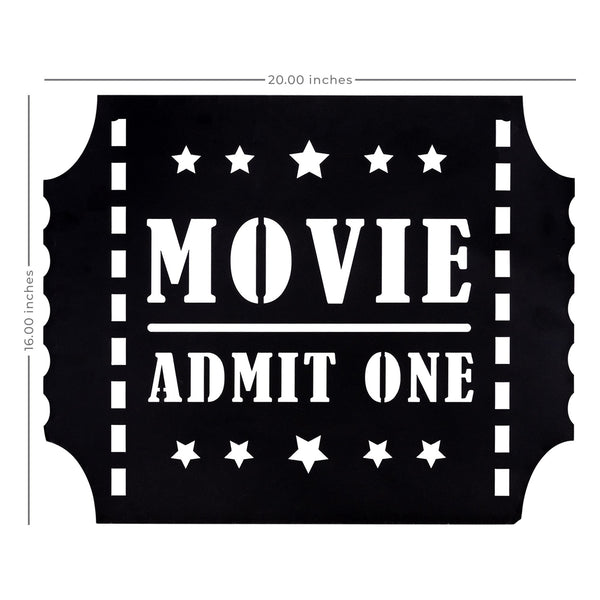 Black Metal Movie Ticket Admit One Wall Art