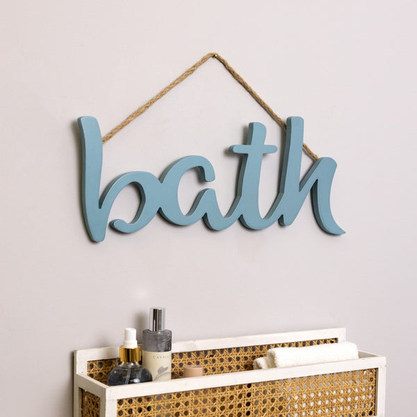 Blue Wooden Bath Hanging Wall Décor