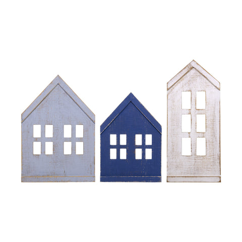 Stratton Home Decor Set of 3 Farmhouse Wood Houses Wall Decor