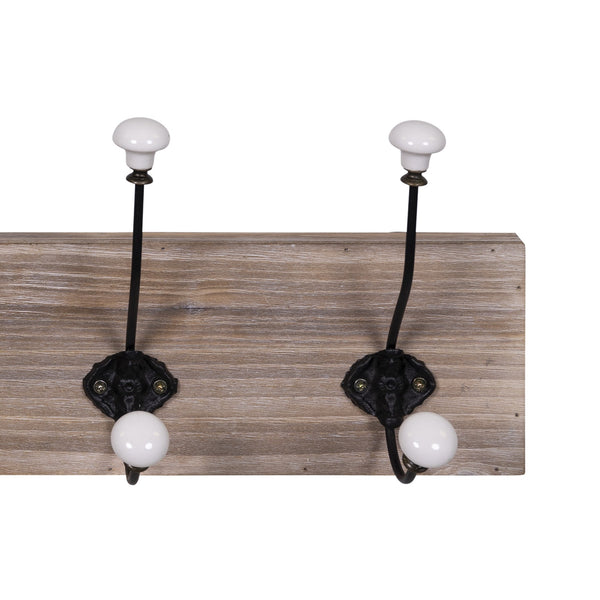 Stratton Home Decor Farmhouse Wall Hooks with Ceramic Knobs