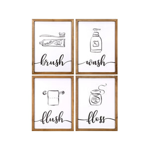 Stratton Home Decor Brush Wash Flush and Floss High Gloss Bathroom Wall Art Set