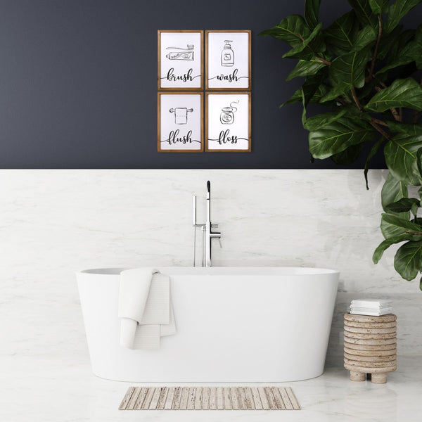 Stratton Home Decor Brush Wash Flush and Floss High Gloss Bathroom Wall Art Set