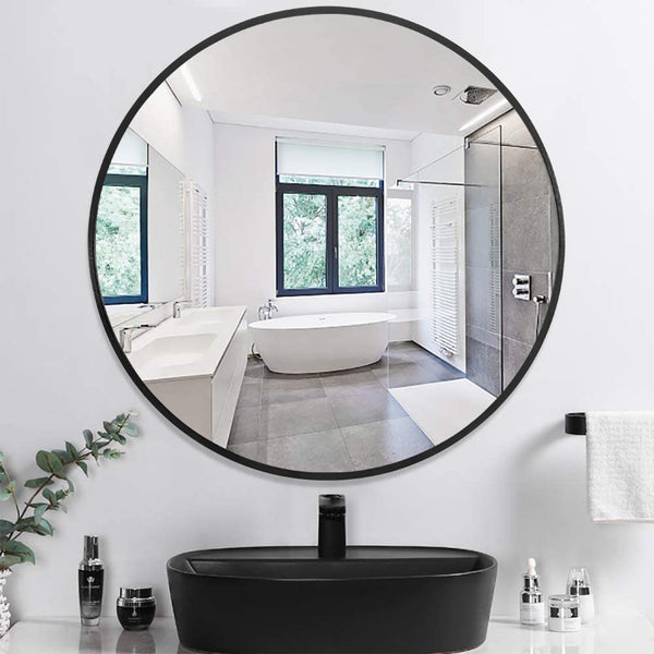 Minimal Black Round Wall Mirror