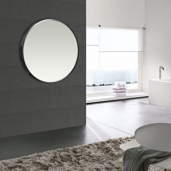 Minimal Black Round Wall Mirror