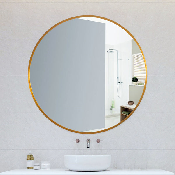 Minimal Gold Round Wall Mirror