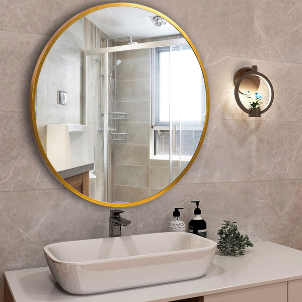 Minimal Gold Round Wall Mirror