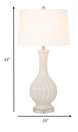 Set of 2 Light Gray Curved Ceramic Table Lamps