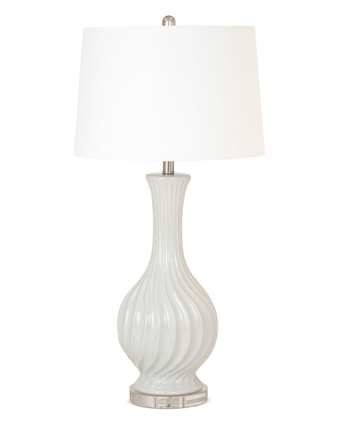 Set of 2 Light Gray Curved Ceramic Table Lamps