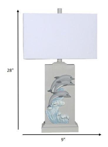 Set of 2 Gray Dolphin Trio Table Lamps